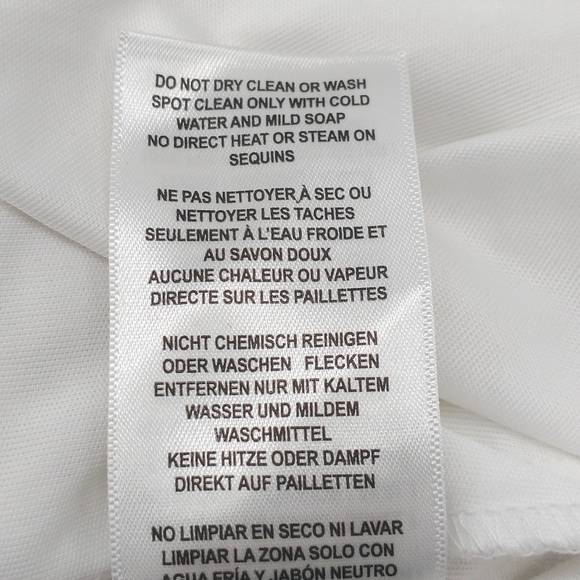 Adrianna Papell White Hand Beaded Long Sleeve Sheath Formal Dress Size 8 - Picture 12 of 16